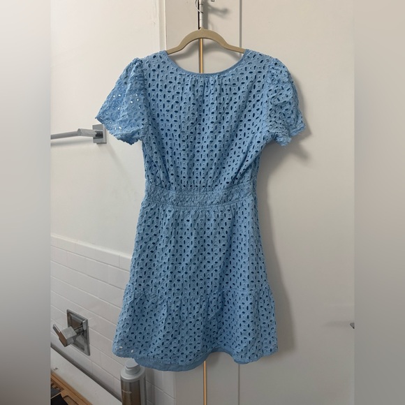 PrettyGarden | Blue Eyelet Mini Dress - Picture 3 of 4